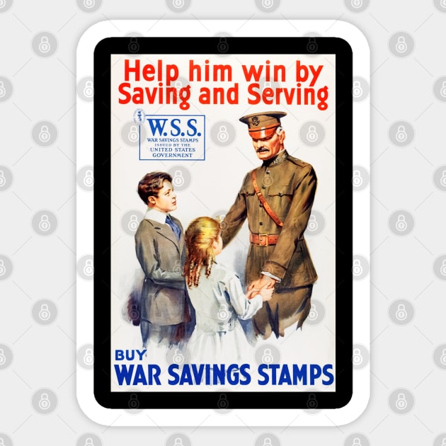 Reproduction of World War One Buy Savings Stamps US Advertisement Poster Sticker by vintageposterco